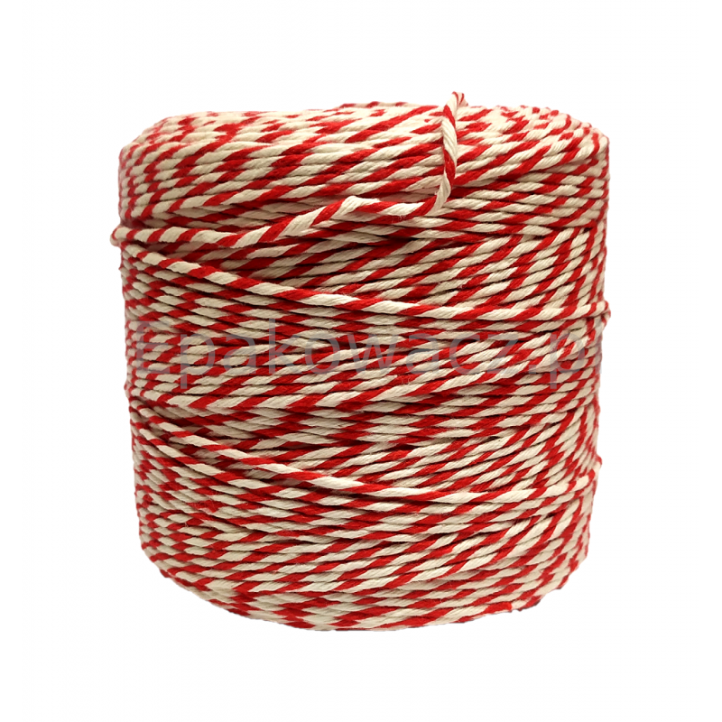 Sznurek bawełniany biało-czerwony 500g (300mb)